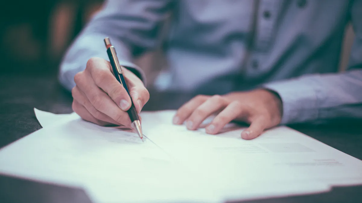 Import documentation and shipping paperwork laid out on a desk