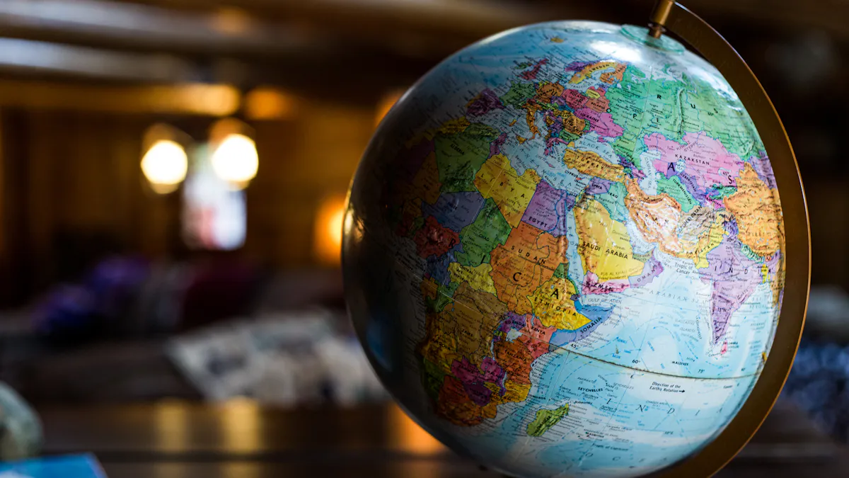 Illuminated global trade network representing electronic customs filing