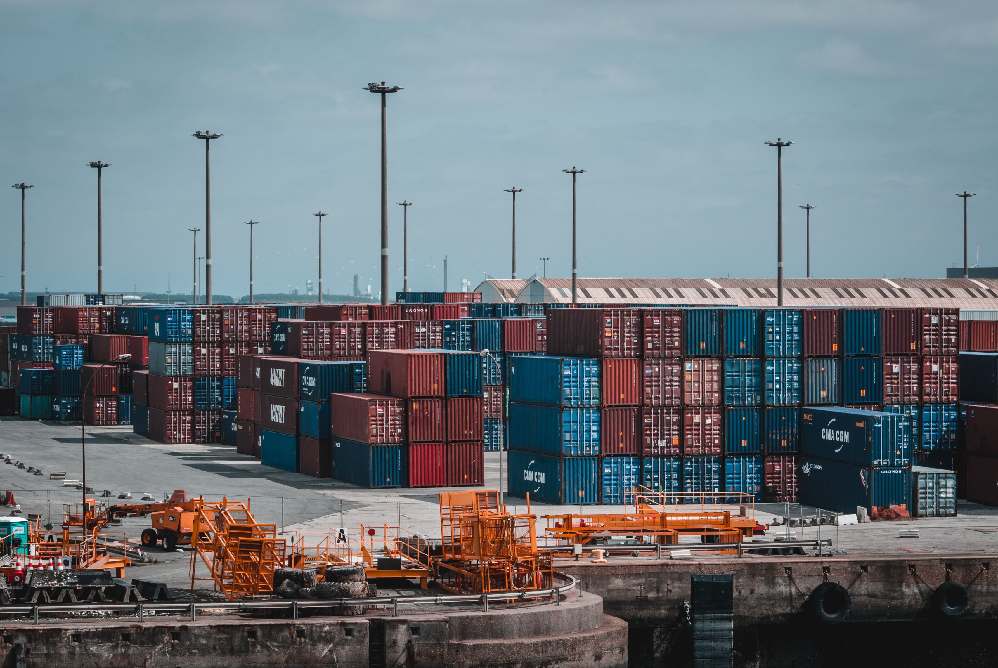 Shipping containers at a logistics terminal